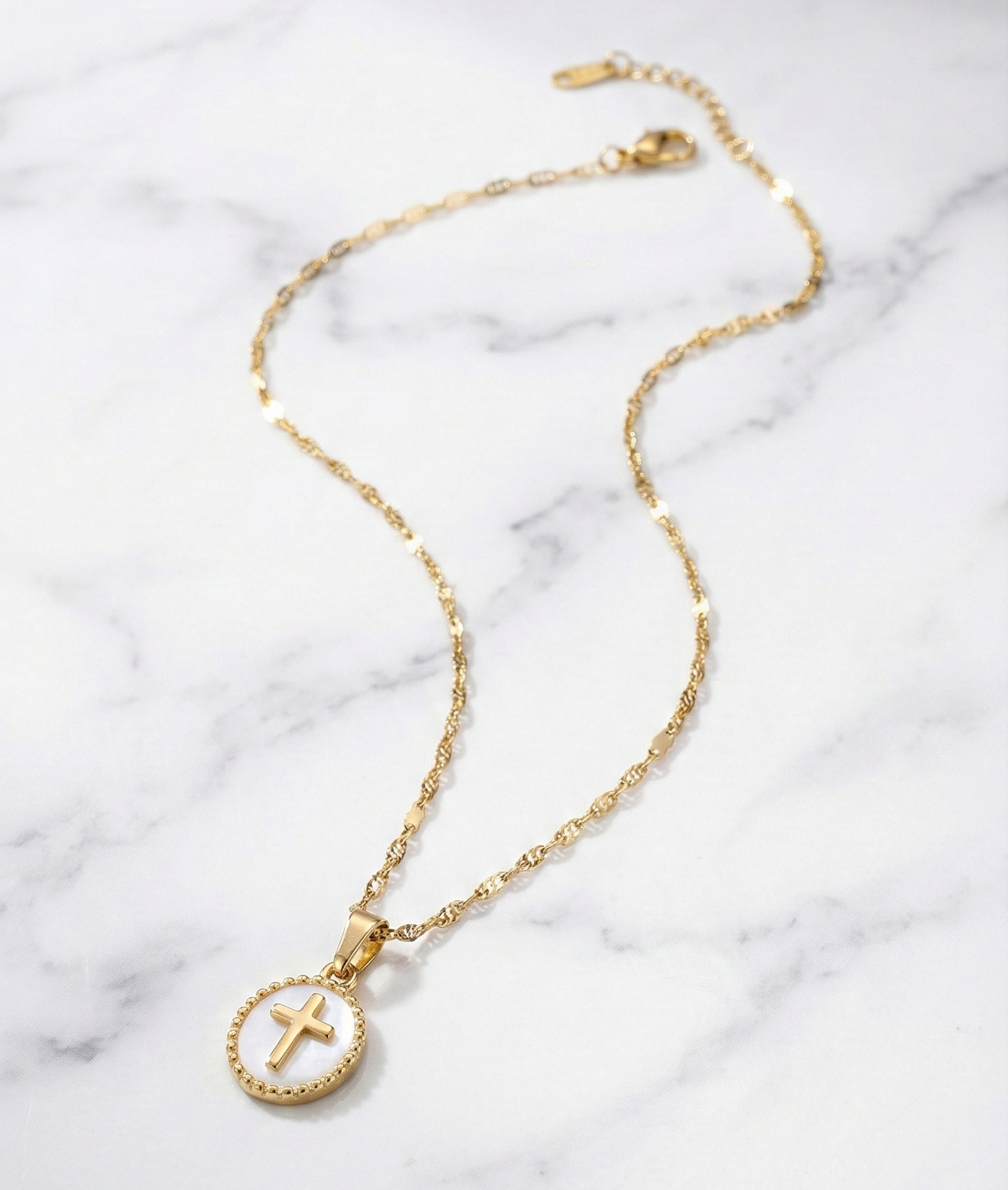 Colar Pingente de Cruz Branco